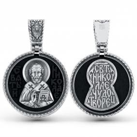 Подвеска-иконка Св.Николай из черненого серебра Иордань с Эбен БМ-П-582 Св.Николай БМ-П-582 Св.Николай фото